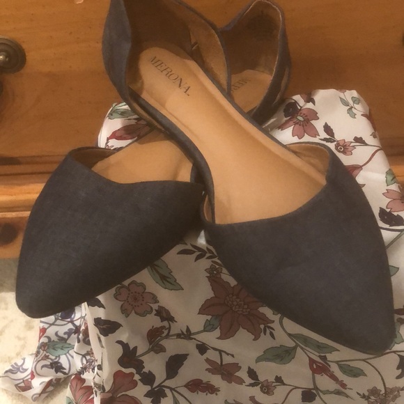 Denim navy blue flats size 6 - Picture 5 of 6